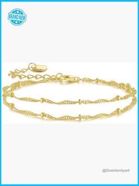 Double Layer Twisted Cuban Link Bracelet Elegant Adjustable Layered Beaded